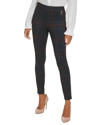 Tommy Hilfiger Women's Plaid High-Rise Pull-On Skinny Pants