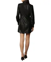 Avec Les Filles Women's Faux-Leather Collared Shirtdress