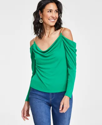 I.n.c. International Concepts Petite Chain-Strap Off-The-Shoulder Top, Created for Macy's
