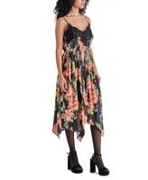Steve Madden Women's Beatrice Floral-Print Hanky-Hem Midi Dress