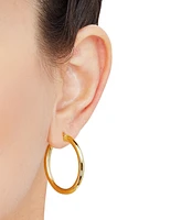 Polished Round Hoop Earrings 14k Gold, 30mm