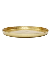 Classic Touch 8.25" Gold Gliter Salad Plates with Rasied Rim 4 Piece Set, Service for 4