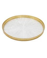 Classic Touch 11" Crystal Glass Dinner Plates with Gold Border 4 Piece Set, Service for 4