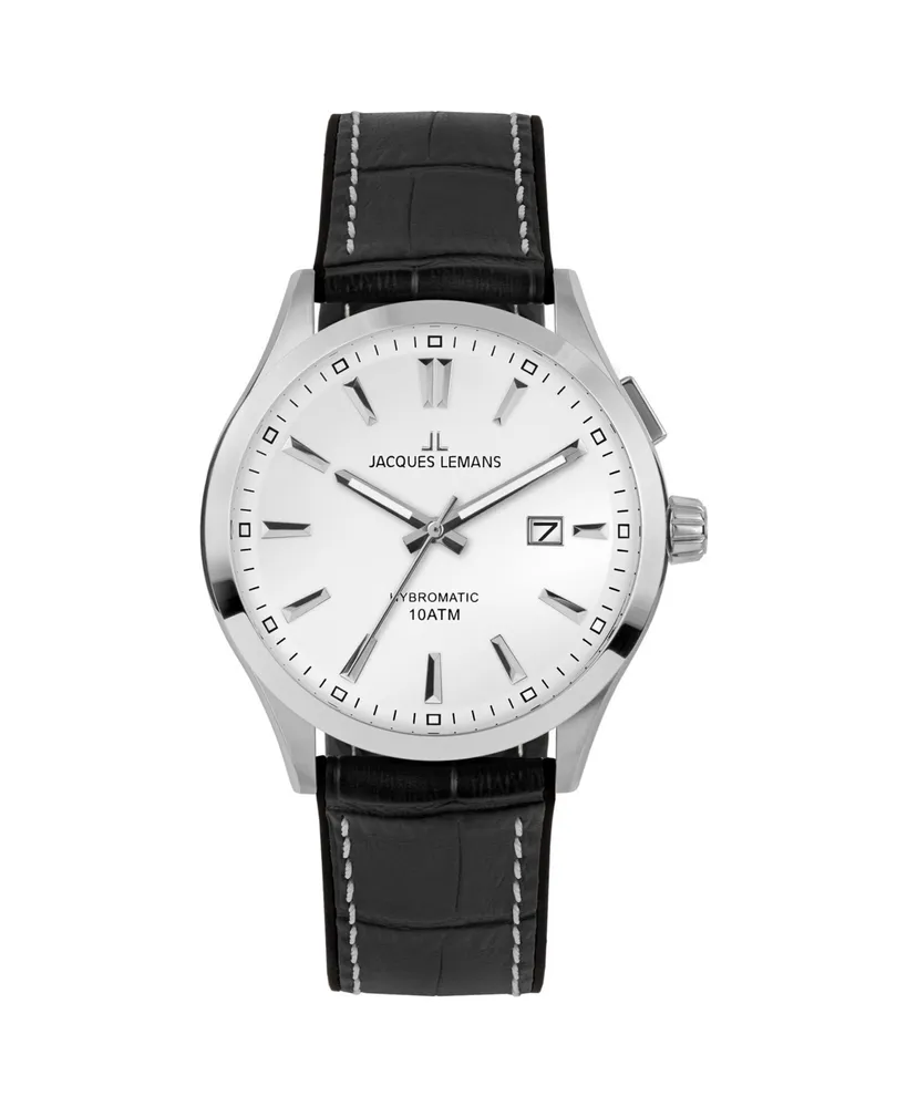 Jacques Lemans Mens Black Leather Strap Watch Wjl0027905 | CoolSprings  Galleria