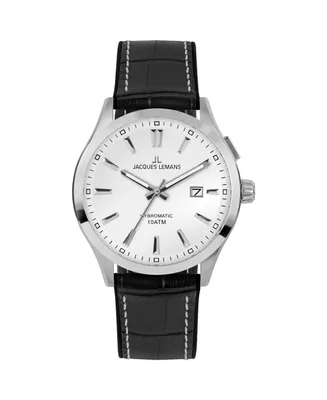 Jacques Lemans Men's Hybromatic Watch with Silicone/Leather Strap and Solid Stainless Steel 1-2130