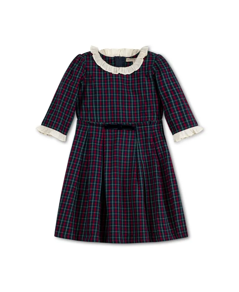 Hope & Henry Baby Girls 3/4 Sleeve Ruffle Trim Party Dress