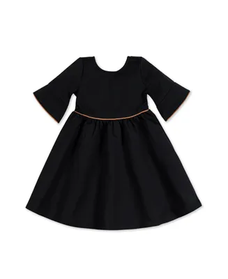 Hope & Henry Baby Girls Ruffle Sleeve Ponte Dress with Suede Detail