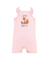 Touched by Nature Baby Girls Organic Cotton Rompers, Woodland Alphabet