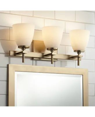 Possini Euro Design Pell Mid Century Modern Wall Light Brass Gold Metal Hardwired 20" Wide 3