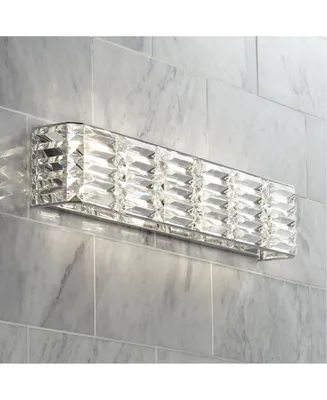 Possini Euro Design Vivienne Modern Wall Light Chrome Silver Metal Hardwired 24.5" Wide Light Bar Fixture Mounted Clear Crystal Accents for Bathroom V