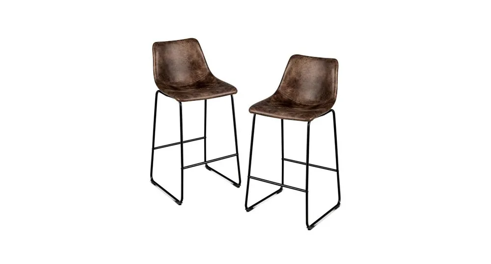Set of 2 Bar Stool Upholstered Chairs