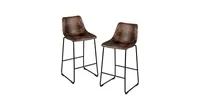 Set of 2 Bar Stool Upholstered Chairs
