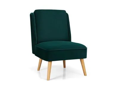 Slickblue Velvet Accent Armless Side Chair with Rubber Wood Legs for Bedroom