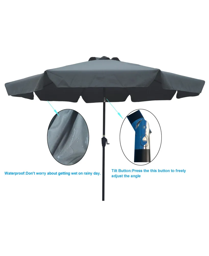 Simplie Fun Outdoor Patio Umbrella 10FT With Flap, 8 Pieces Ribs With Tilt An Crank, Without Base