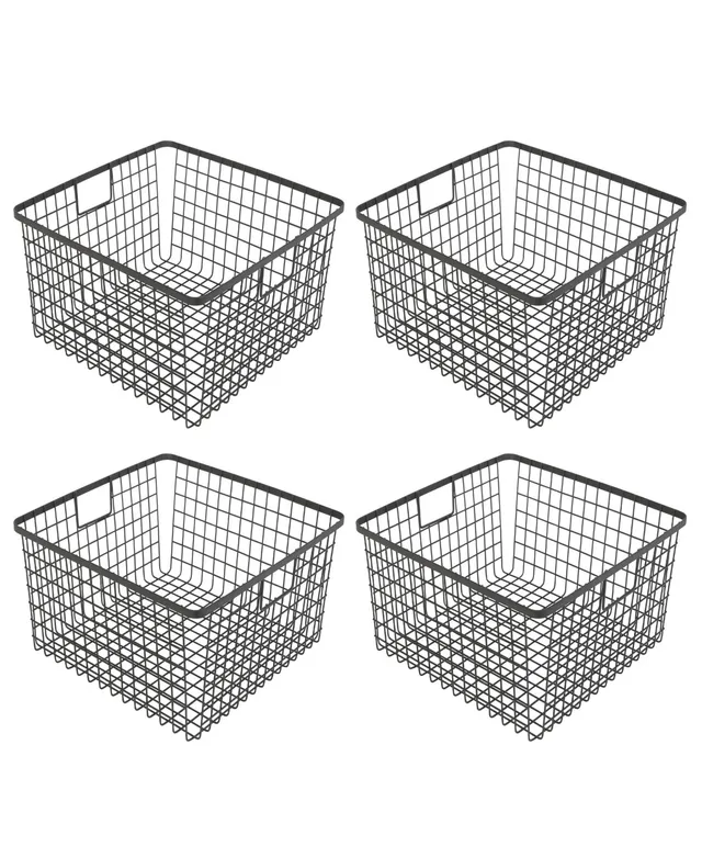 Smart Design Nestable 9 x 16 x 6 Basket Organizer with Handles, Set of 4 - White