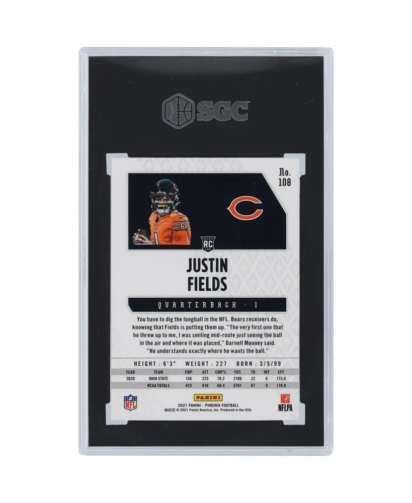 Justin Fields Chicago Bears 2021 Panini America Phoenix Fire Burst #108 Sgc Authenticated Rookie Card