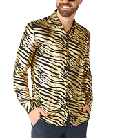 OppoSuits Men's Shiny Golden Theme Party Shirts For Men