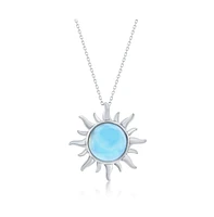 Sterling Silver Larimar Sun Necklace