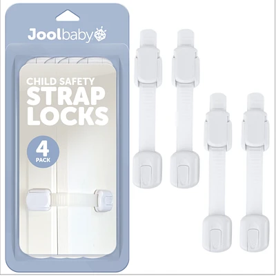 Jool Baby Toddler Multi-Use Safety Strap for Cabinets, Fridges, Drawers, Damage-Free Adhesives Safety Set - 4 Pack