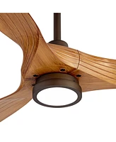 60" Aireon Modern Large 3 Blade Indoor Outdoor Ceiling Fan with Led Light Remote Control Rubbed Bronze Walnut Blades Damp Rated for Patio Exterior Hou