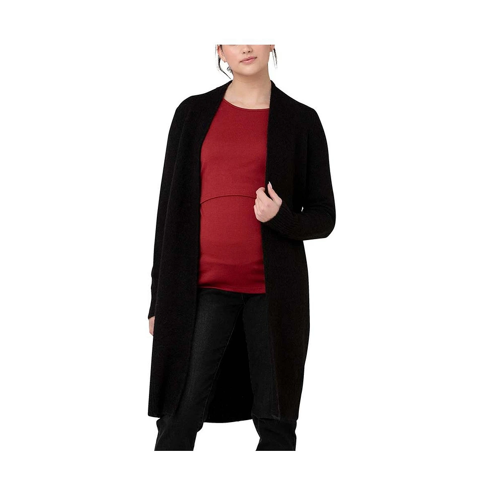 Ripe Maternity Linda Nursing Longline Knit Cardigan Black