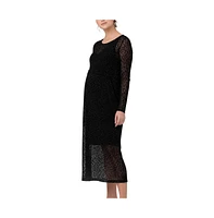 Ripe Maternity Leo Flocked Nursing Dress Black