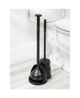 mDesign Hidden Plunger and Brush Set for Bathroom Toilet - 2 Pack, Black