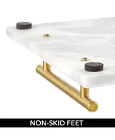 mDesign Marble Serving Tray Board + Handles for Entertaining, Marble/Soft Brass