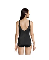 Lands' End Petite Chlorine Resistant Soft Cup Tugless Sporty One Piece Swimsuit