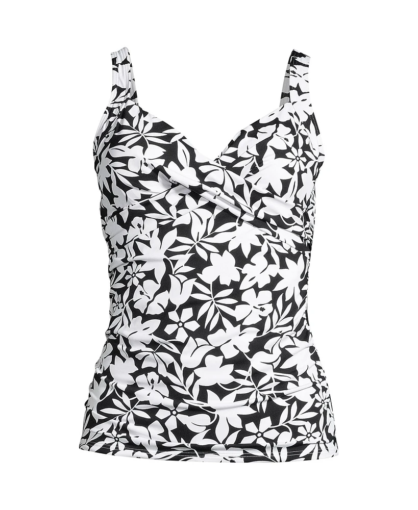 Lands' End Women's Dd-Cup V-Neck Wrap Underwire Tankini Swimsuit Top