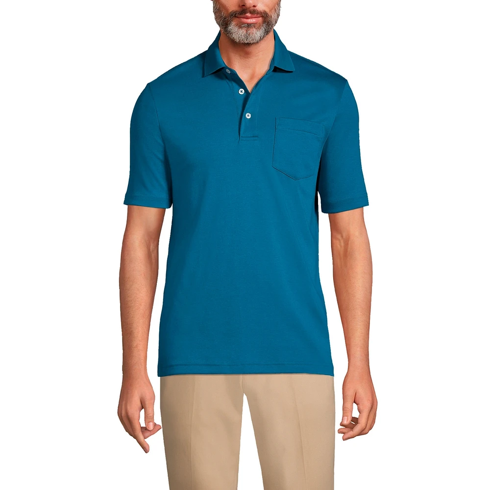 Lands' End Men's Short Sleeve Cotton Supima Polo Shirt with Pocket