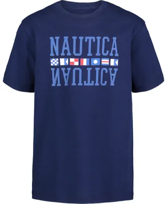 Nautica Big Boys Flag Split Graphic Short Sleeve T-shirt