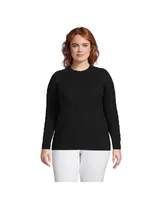 Lands' End Plus Cotton Drifter Cable Crew Neck Sweater