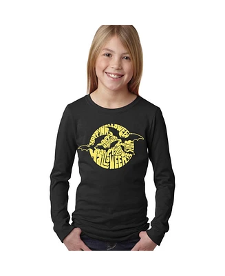 Girl's Child Word Art Long Sleeve - Halloween Bats T-shirt