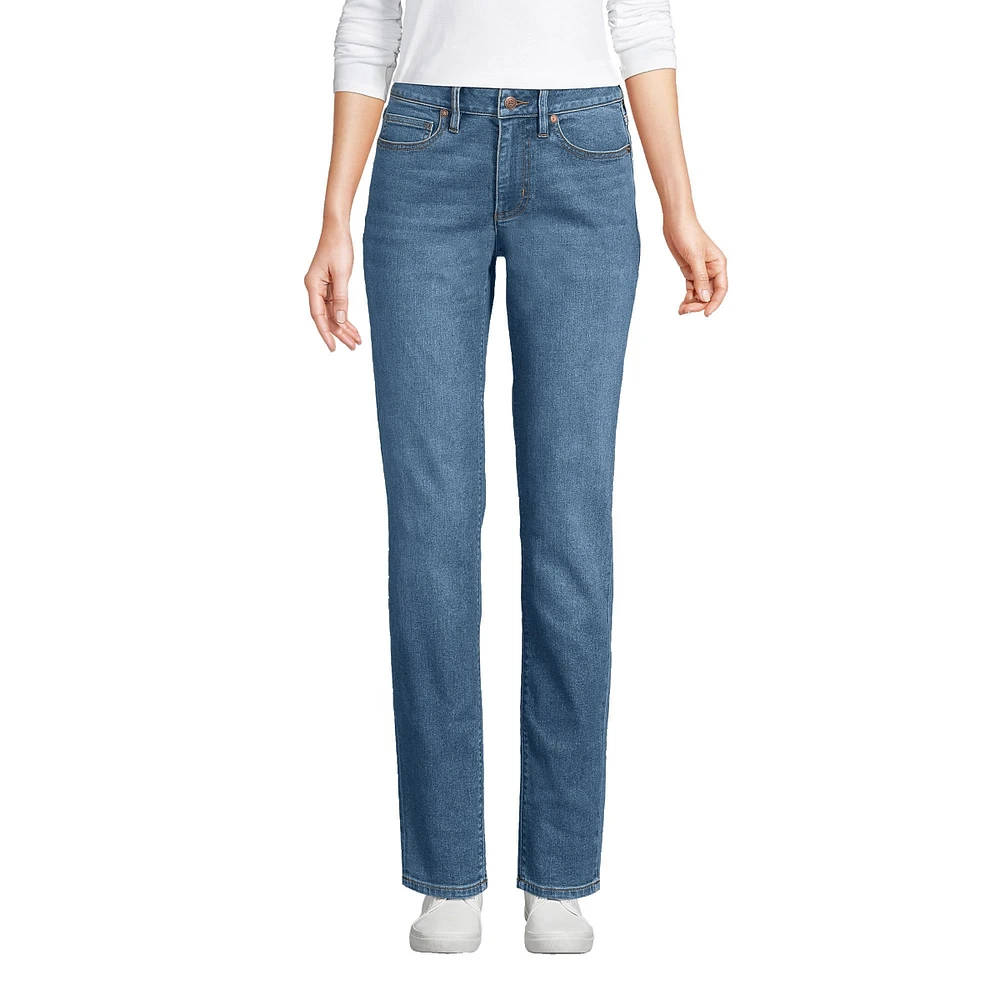 Lands' End Tall Recover Mid Rise Boyfriend Blue Jeans