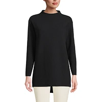 Lands' End Women's Petite Long Sleeve Textured Pique Funnel Neck Tunic