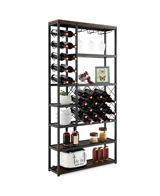 Costway Industrial Wine Rack Multi-purpose Freestanding Bakers Rack with Glass Holder