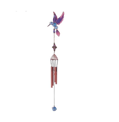 23" Long Hummingbird Copper and Gem Wind Chime