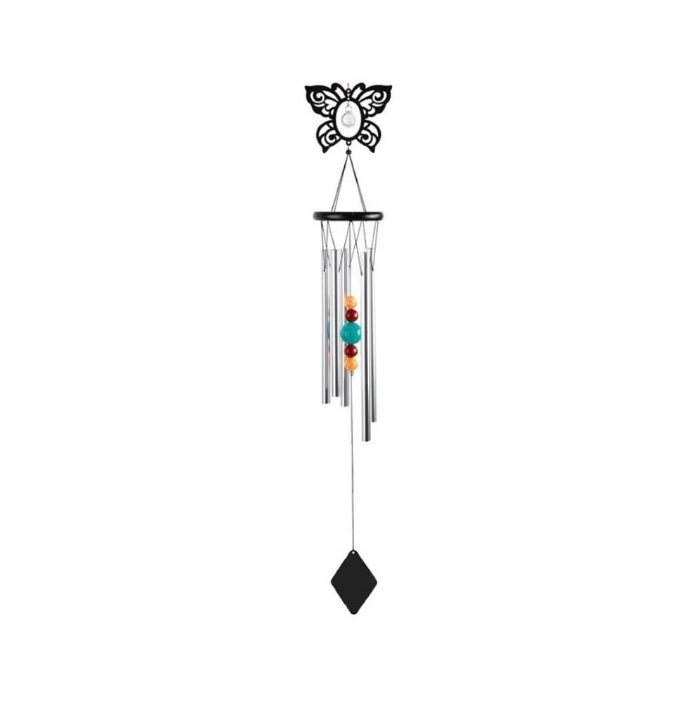 34" Long Metal Black Butterfly Chime