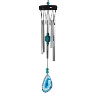 Fc Design 20" Long Wooden Top Geode Wind Chime with Gem Home Decor Perfect Gift for House Warming