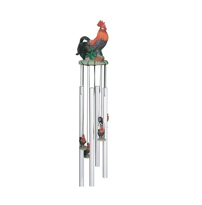 23" Long Rooster Round Top Wind Chime