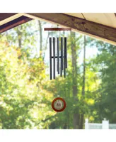 28" Long Traditional Wooden Round Top Black Tube Wind Chime