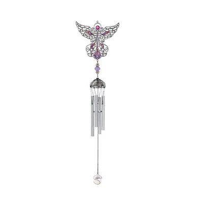 21" Long Purple Angel Pewter and Gem Wind Chime