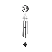 38" Long Metal Black Hummingbird Silhouette Wind Chime