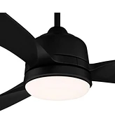 Casa Vieja 54" Tres Aurora Modern 3 Blade Indoor Outdoor Ceiling Fan with Dimmable Light Led Remote Control Matte Black Opal Etched Diffuser Wet Rated