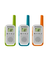 Motofrs Motorola Solutions T110TP 16 mi. Two-Way Radio White/Green/Blue/Orange Alkaline 3-Pack