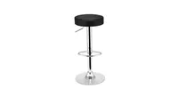 Set of 2 Round Leather Seat Chrome Leg Adjustable Hydraulic Swivel Bar Stool-Black