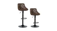 Slickblue Set of 2 Adjustable Bar Stools with Backrest and Footrest-Brown