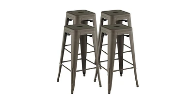 Slickblue 30 Inch Bar Stools Set of 4 with Square Seat and Handling Hole