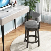 Inch Swivel Bar Stool with Upholstered Back Seat and Footrest